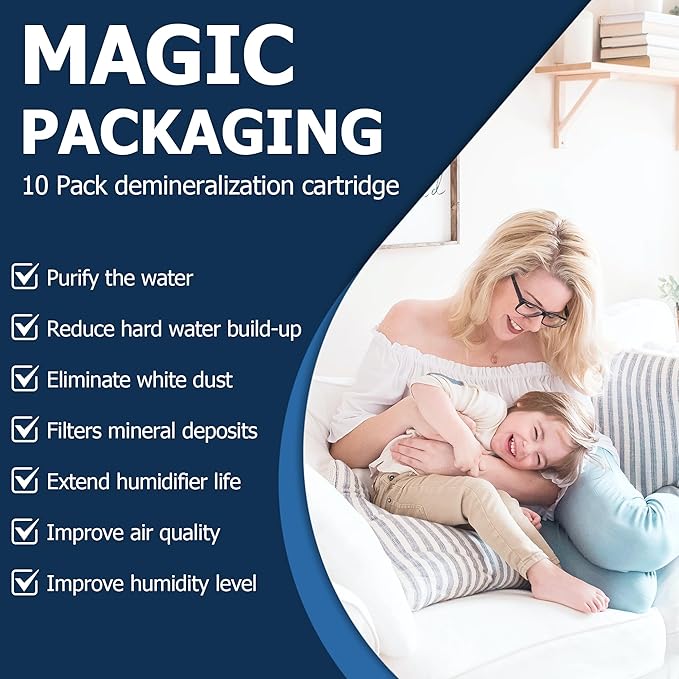 Funmit Demineralization Cartridge Compatible with HoMedics Ultrasonic Humidifiers, Prevents Hard Water Build-Up, Filters Mineral Deposits, Purifies Water, Compared to UHE-HDC4, 10 Pack - Image 3