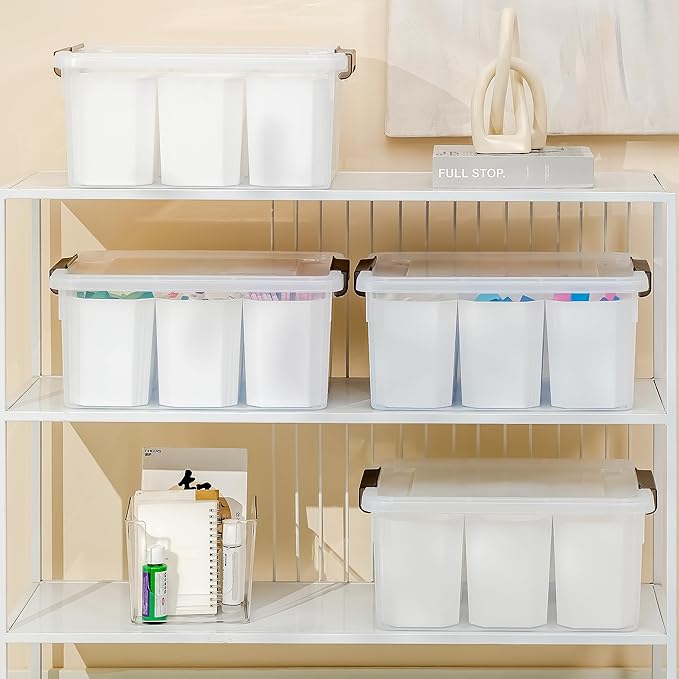 Citylife 17 QT Plastic Storage Box with Removable Tray and 6 Detachable Tall Inserts Craft Organizers and Storage Clear Storage Container for Organizing Crayon, Craft, Sewing, Playdoh, 4 Packs - Image 9