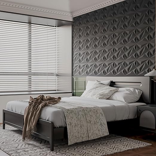 Art3dwallpanels 33 Pack 3D Wall Panel Diamond for Interior Wall Décor, PVC Flower Textured Wall Panels for Living Room Lobby Bedroom Hotel Office, Black, 12''x12'' Cover 32.Sq.Ft. - Image 7