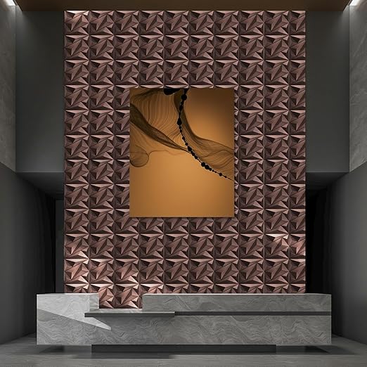 Art3dwallpanels Antique Copper 33 Pack 3D Wall Panels for Interior Decor, PVC Textured Wall Panels 12''x12'' Cover 32.Sq.Ft.Antique Copper - Image 6