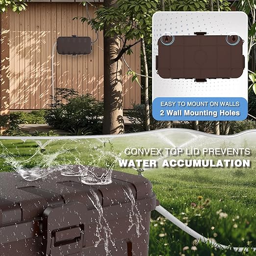 Flemoon [2 Pack] Outdoor Electrical Box Waterproof, Medium Weatherproof Electrical Box (11.5x5.2x4 inch) w/6 Cable Entry Ports, Extension Cord Cover for Power Strip, Timer, Plug, Holiday Light, Brown - Image 6