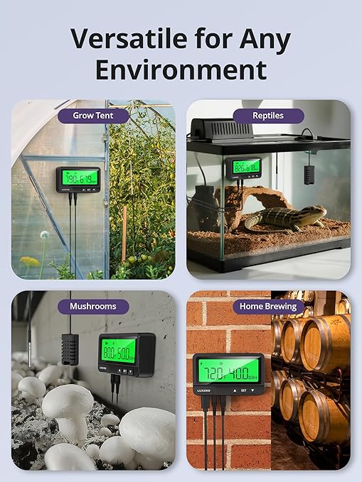 LUXBIRD WiFi Temperature & Humidity Controller LTC-318-W, Smart Thermostat Humidistat Outlet with Split Monitor, Dual-Zone Temperature Humidity, App Control for Grow Tent Greenhouse Reptile Terrarium - Image 8