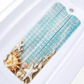 Seashells Summer Bath Mat Non Slip, Space Beach Wood 40 X 16 Inch Extra Long Bathtub Shower Mat for Tub Anti Slip with Suction Cups and Drain Holes for Kids Adults Elderly by Britown