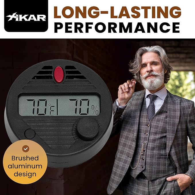 HygroSet II Round Adjustable Digital Hygrometer for Humidors with Easy Calibration & 10 Second Refresh Rate | Precision Temperature & Humidity Monitoring for Enthusiasts - Battery Included - Image 3
