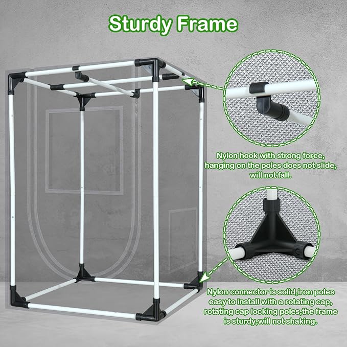 2x2 Grow Tent 24"x24"x36" Grow Tents 600D Mylar Hydroponic Indoor Plants Growing Tent with Floor Tray Grow Room - Image 7