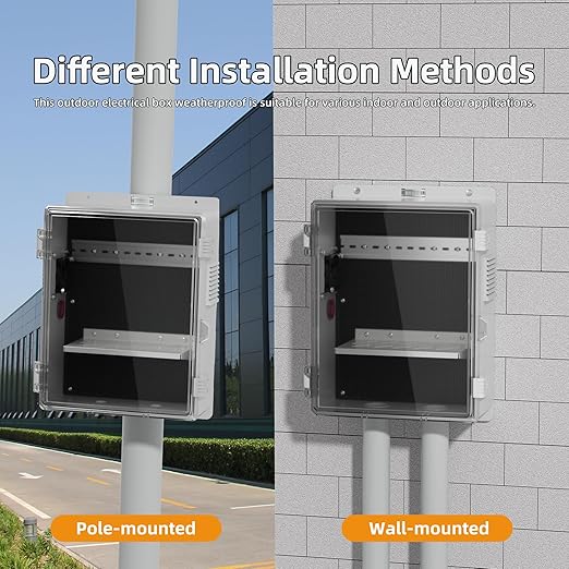 Joinfworld Outdoor Electrical Box Vented Outdoor Enclosure Box Nema Din Rail with Waterproof Clear Enclosure, 16x11x6 ABS Plastic WiFi Box with Fan Dust Screen - Image 6