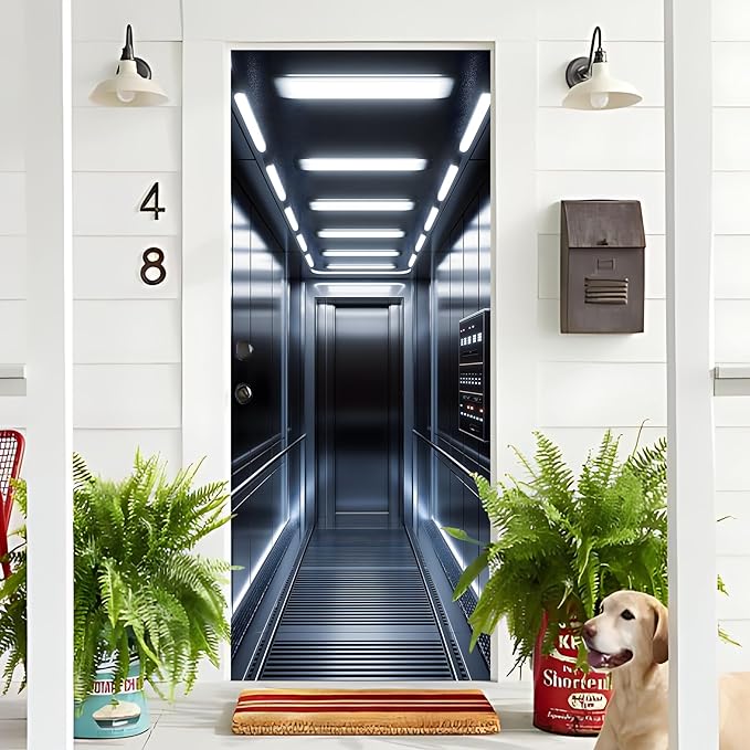 3D Door Decals Stickers Peel Stick Wall Murals Vinyl Wallpaper Self-Adhesive Mural Door Covers Decorative for Furniture Home Decor Wrinkle-Resistant Waterproof - Image 4
