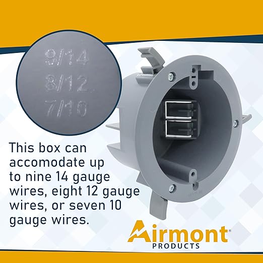 (Pack of 16) 4'' Old Work Round Electrical Box, One-Gang Grey PVC Junction Box, 18 Inch Capacity, Round Ceiling Remodel Box with Built-in Mounting Tabs, Three Mounting Wings, 2-Hour Fire Rated Walls - Image 7