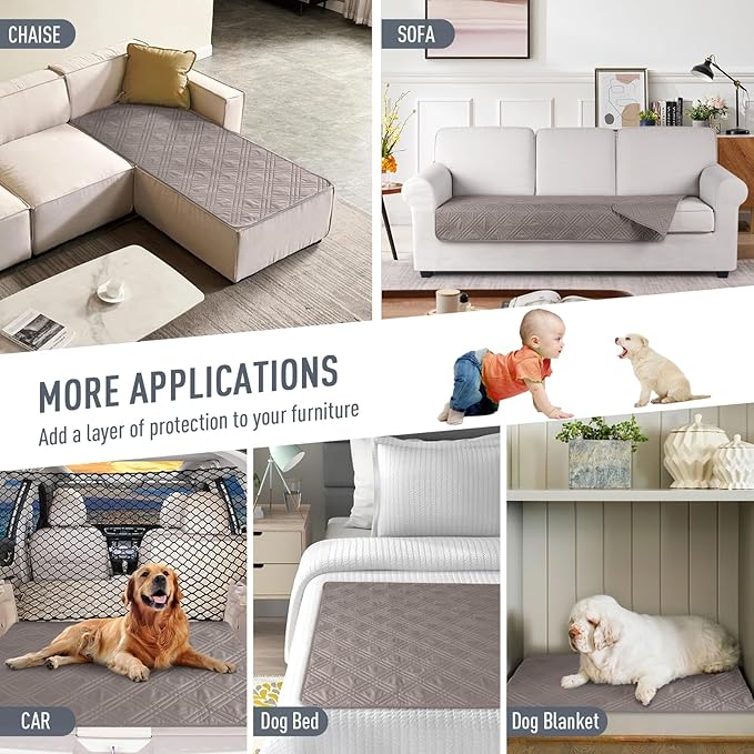 TAOCOCO 100% Waterproof Sofa Cushion Cover Reversible Couch Seat Cover for Dogs Pets Couch Cover for Chaise Sectional Sofa U Shape Furniture Protector Sofa Slipcover(Sofa, Light Brown) - Image 5
