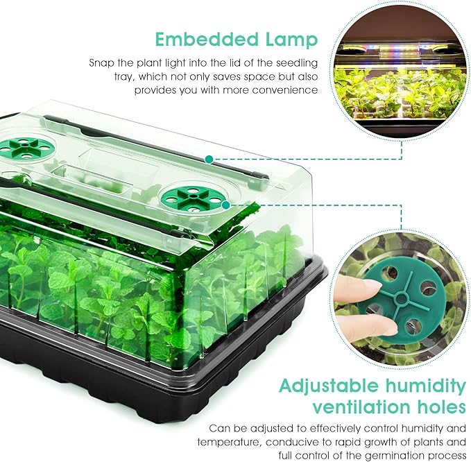 Seed Starter Tray with Grow Light, 96-Cell Seed Starter Kit, Seedling Starter Trays with Humidity Domes, Automatic Timer, Adjustable Light Indoor Gardening Plant Germination Trays - Image 4