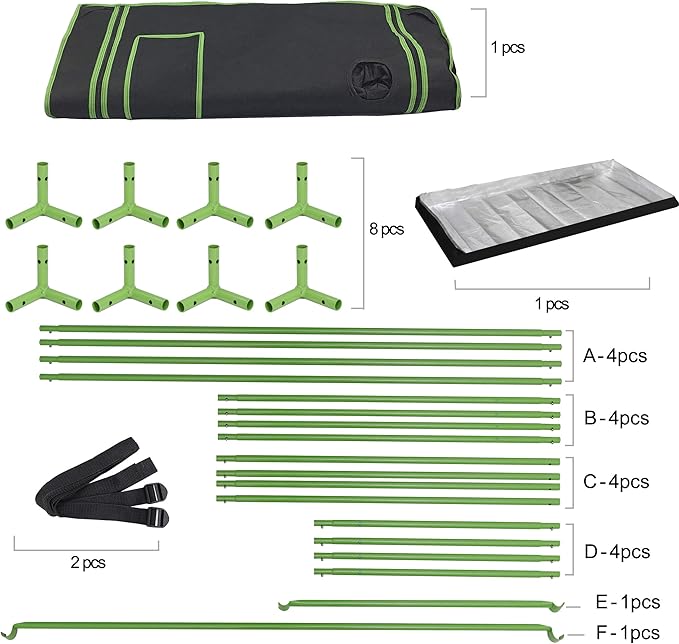 JungleA 2x4 Grow Tent, High Reflective Mylar Hydroponic Growing System, 48"x24"x60" Indoor Growing Tent Greenhouse Kit, Grow Box w/Observation Window & Floor Tray, Home Plant Fruit, Flower, Farmer Veg - Image 7