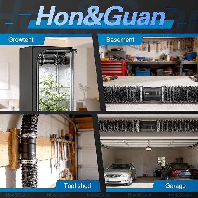 Hon&Guan 4 Inch Inline Booster Duct Fan with Speed Controller - 130 CFM Airflow with 6W Ultra-Low Power and Low Noise - Image 7