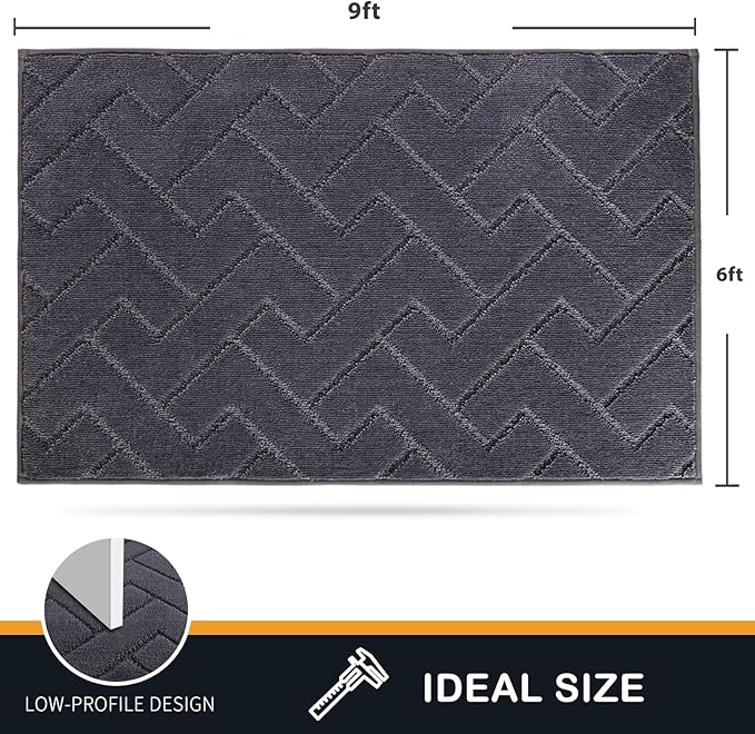 PURRUGS Easy Care Area Rug 6ft x 9ft, Non-Slip Machine Washable Entry Rug, Stain Resistant Accent Rug for Hallway, Bedroom, Living Room and Mudroom, Grey - Image 2