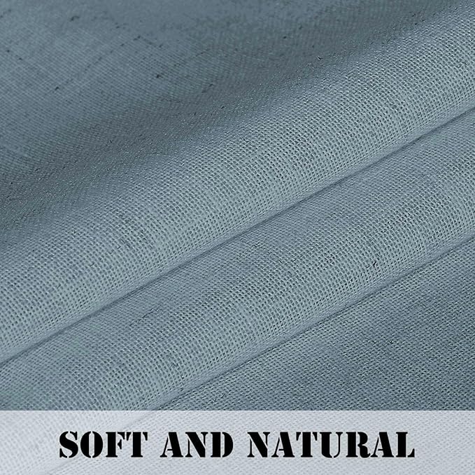Linen Curtains Elegant Natural Linen Blended Curtains Energy Efficient Light Filtering / Rod Pocket Window Treatments Panels / Drapes for Livingroom (Set of 2, Stone Blue, 52 inch W X 108 inch L) - Image 4