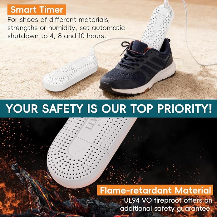Electric Shoe Dryer, Ski Boots Dryer, Shoe & Boot Warmer for Sweaty Sneakers Trainer Shoes with 4/8/10 Hours Timer - Image 4