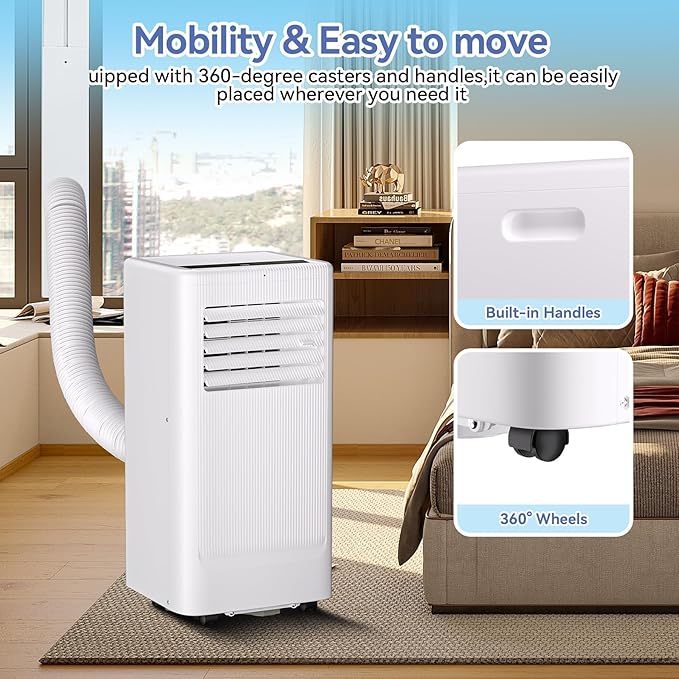 10000 BTU Portable Air Conditioner With 3-In-1 Function - Cools, Fan, Dehumidifier for Room Up to 560 Sq.Ft, 24H Timer, Remote Control, Ideal for Bedroom and Office - Image 5