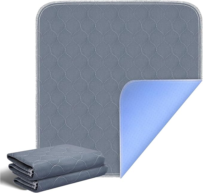 RIQINXIN Waterproof Washable Chair Pads for Incontinence Absorbent Reusable Seat Protector Pads for Recliner Quilted Seat Cover for Adults Senior Kids 2pcs Gray by RIQINXIN