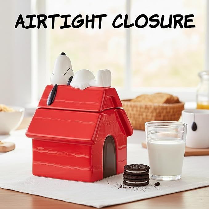 Silver Buffalo Peanuts Sculpted Ceramic Cookie Jar Featuring Snoopy and Snoopy’s House, 5.25” x 5” x 7.75” - Image 5