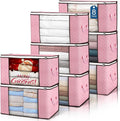 90 L Large Storage Bags, 8 Pack Clothes Storage Bins Foldable Closet Organizer Storage Containers with Durable Handle Storage and Organization, Blanket, Comforters, Bed Sheets, Pillows and Toys (Pink) by BuddingJoy-BuildaJoyfulLifeforYou