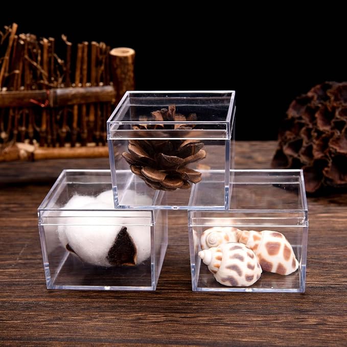 KissYou Small Acrylic Box Clear Boxes with Lid Acrylic Square Cube for Display Jewelry Storage Contanier Party Decorative Box - Image 3