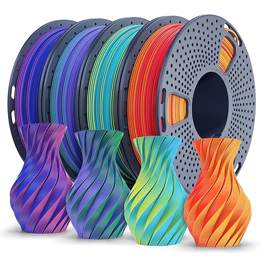 SUNLU Dual Color PLA Matte Filament 1.75mm, 3D Printer Filament Bundle Multicolor, 250g Spool, 4 Rolls, RedBlue+RedBlue+YellowCyan+GreenPurple by YOOPAI