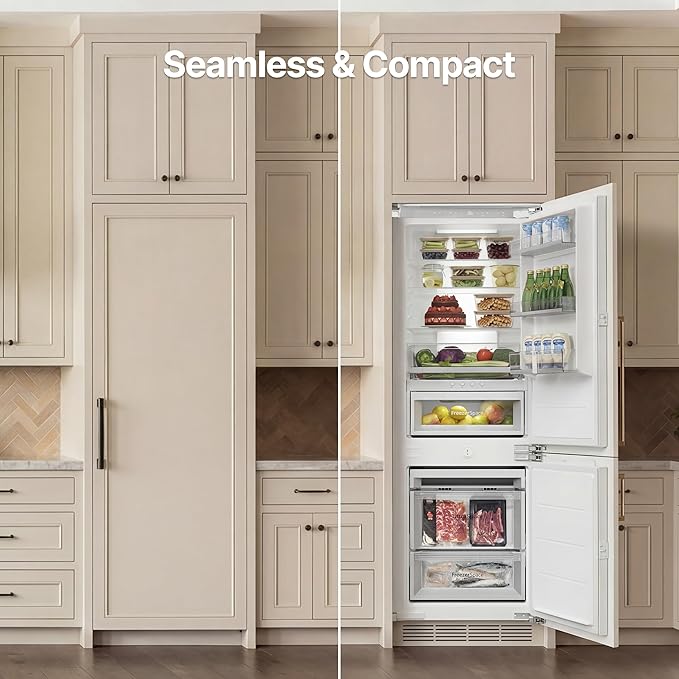 Ca'Lefort 22" Panel Ready Refrigerator with Bottom Freezer, 3-zone Temperature Control, Built-in Panel-Ready Fridge Perfect for Modern Kitchens, 9.72 cu.ft (Panel Not Included) - Image 7
