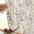 jinchan Linen Blend Curtain Floral Curtains for Living Room 84 Inch Length Farmhouse Curtain Rod Pocket Back Tab Black Printed Peony Flower Patterned Drapes Bedroom Window Curtains Set 2 Panels by JINCHAN