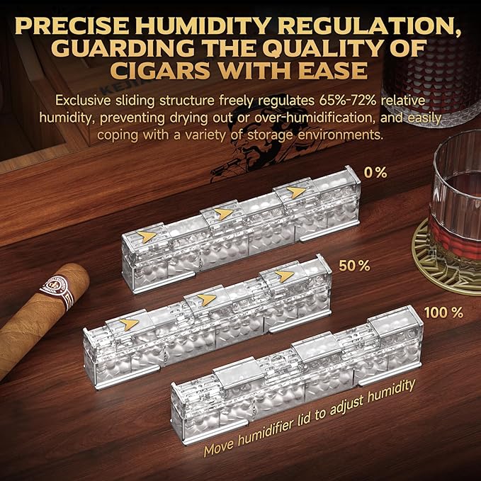 Cigar Humidifier, 2-Piece Slide Controlled Humidity Release Crystal Gel Cigar Humidor Humidifier, Reusable Humidor Accessories, Ideal Cigar Accessories for Men Gift Set - Image 3