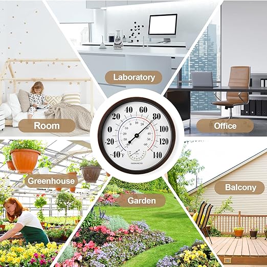 Indoor Outdoor Thermometer Wall Large Numbers Thermometer No Battery 12" Hanging Digital Weather Hygrometers for Home Garden Outside Patio Decor (Brown) - Image 5