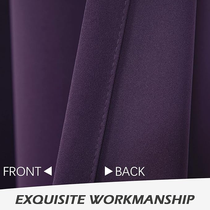 MYSKY HOME Blackout Door Curtains for Bedroom Grommet Top Closet Curtain for Doorway Thermal Insulated Room Darkening Drapes for Living Room, 1 Curtain Panel, 52 x 72 Inch, Royal Purple - Image 5