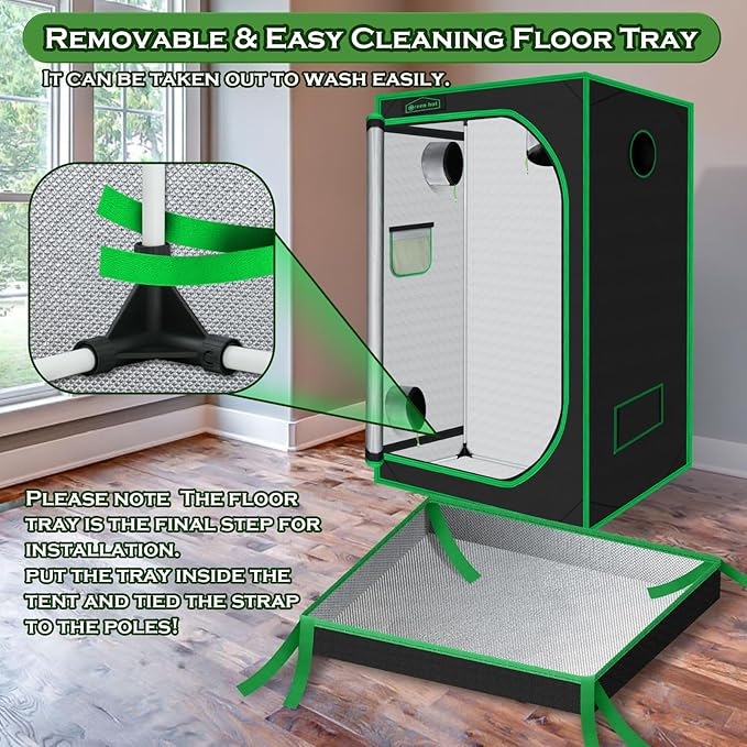 Grow Tent for Plants Indoor 48"x48"x78" Mylar Hydroponic Grow Tents Indoor Grow Room for Plant Fruit Flower Veg with Observation Window & Removable Waterproof Floor Tray - Image 6