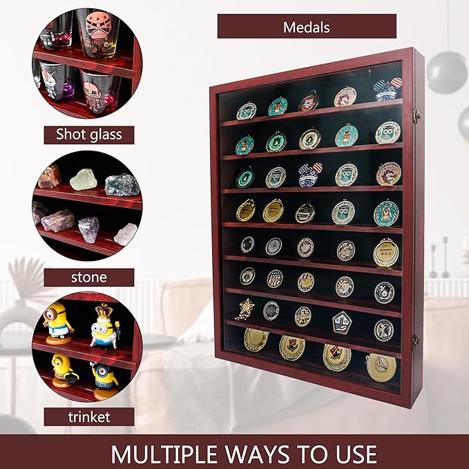 18*24 Large Shadow Box Frame with Removable Shelves,Shadow Boxes Display Cases for Small collectables，Deep Memory Box Display Case Trinket Shelf for Collection，Coins，Miniatures Figures,Red - Image 5