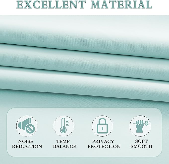 DONREN 2 Panels Blackout Curtain Panels for Bedroom - Room Darkening Thermal Insulated Drapes with Rod Pocket(Aqua,52 by 96 Inch) - Image 3