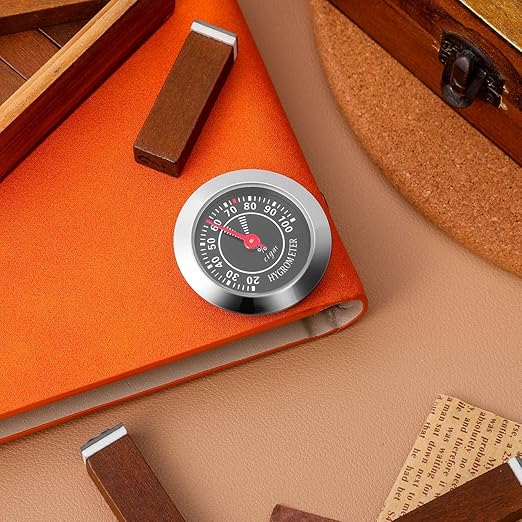 Humidor Hygrometer for Analog Hygrometer Humidor Accessory Humidity Gauge Alloy Stainless Steel Mechanical Pressure Gauge for Violin Case Home Use - Black, 1.5x1.5x0.4in - Image 7