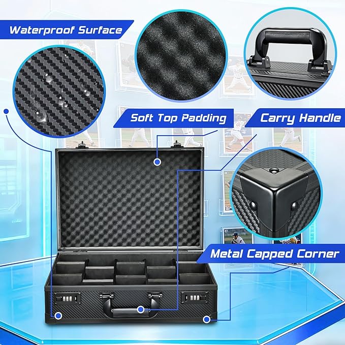 Card Storage Box for 3" x 4" 35pt Toploaders, Sports Cards Case with Lock, Trading Card Storage Box Holds 750 Top Loaders or 190 Magnetic Holders, Card Collection Box for Collectors, X-Large - Image 5
