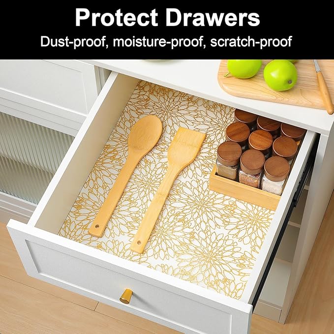 Cooyes Drawer Liner Shelf Liners for Kitchen Cabinets Refrigerator Liners Waterproof Kitchen Cupboard Liner Drawer Mats EVA Material Non Adhesive Fridge Liner for Shelves（17.5" W x 78.7" L） - Image 3