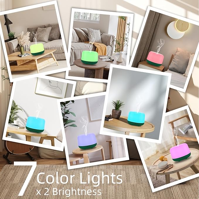300ML Aromatherapy Diffuser for Home, Quiet Diffuser for Essential Oils with Remote Control, 7 LED Color Changing Light, Scent Cool Mist Air Humidifier - Image 2