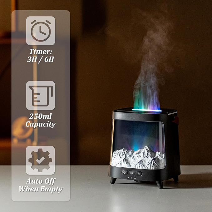 Essential Oil Diffuser for Home, Bedroom Humidifiers, Air Scent Aroma Aromatherapy Ultrasonic Machine Timer Small Mini difusor de Aromas para casa Living Room Office Decor Gifts Fireplace Aurora - Image 6