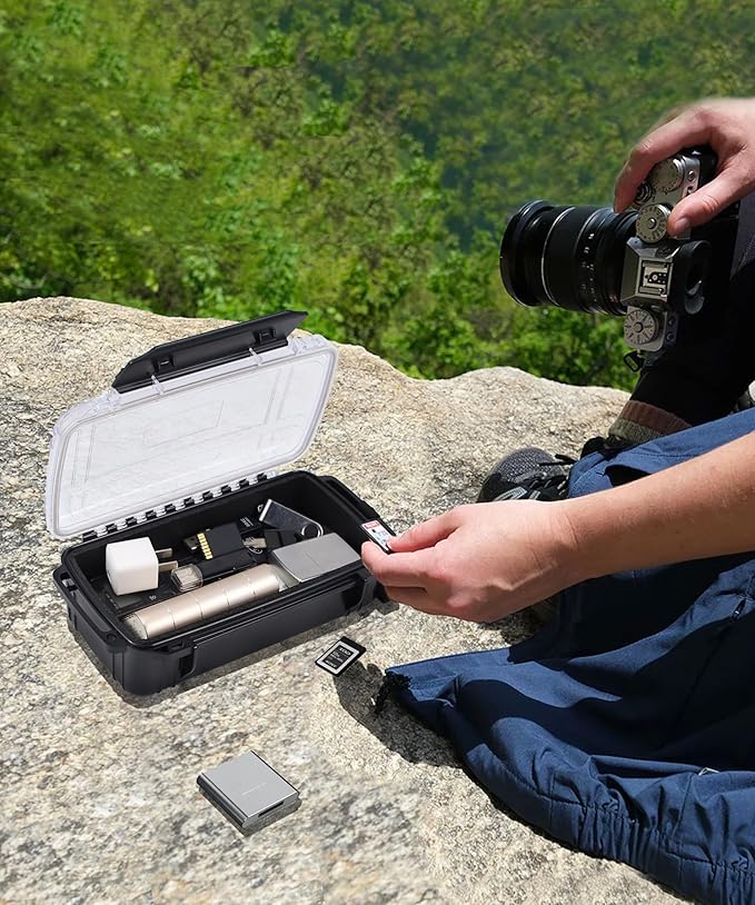 Waterproof Dry Box Small Waterproof Hard Case Micro Case with Foam Padding Dry Boxes Watertight Storage Container Case Protective Phone Box for Kayaking, Boating - Image 3