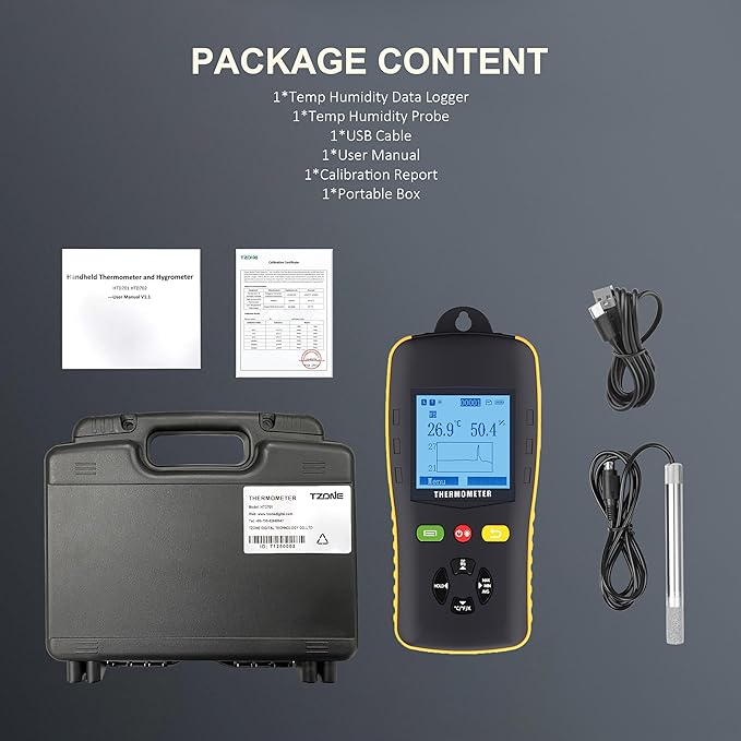 Tzone Temperature Humidity Data Logger USB Temp Recorder with Probe, Digital Dew Point Meter Wet Bulb Thermometer with Sound Alarm, Industrial RH Recording with Report for Lab HVAC Greenhouse Freezer - Image 9