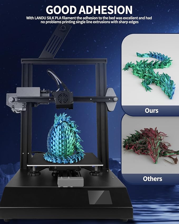 LANDU Silk Dual Color PLA Filament 1.75mm 1KG, 3D Printer Filament Dimensional Accuracy +/- 0.02mm, Coextrusion Filament PLA Shiny Filament Fits for Most FFF 3D Printers,1KG Spool (2.2lbs) Green Blue - Image 4