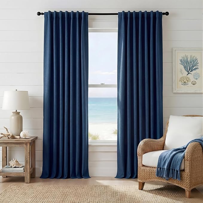 RYB HOME Navy Blue 100% Blackout Curtains for Bedroom 96 inches Long 52 inches Wide, Thermal Insulated &Privacy Assurd Curtains for Boy's Room/Sliding Glass Door/Living Room, 2 Panels by RYBHOME