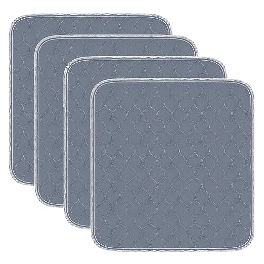Waterproof Chair Pads for Incontinence Absorbent Seat Protector Pads for Adults Chucks Pads Washable Chair Protector Pads for Chairs Bed Adults, Elderly, Kids & Pets Gray 21"X22"4 Pack by HUNAIGEE