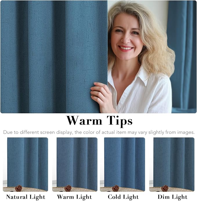 H.VERSAILTEX 100% Blackout Curtains for Bedroom Thermal Insulated Linen Textured Curtains Heat and Full Light Blocking Drapes Living Room Curtains 2 Panel Sets, Blue Sapphire, 52x108 Inch - Image 5