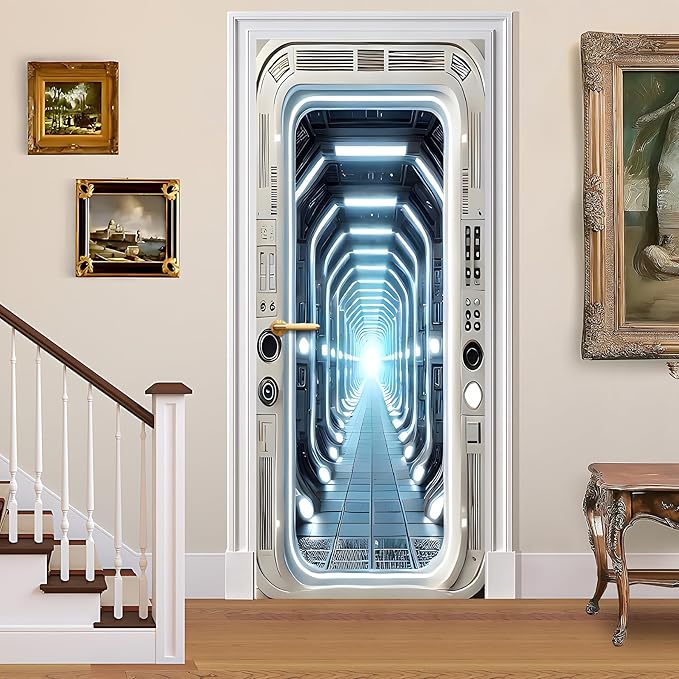 3D Door Stickers, Peel and Stick Vinyl Wallpaper, Self-Adhesive Mural for Home Decor 30.3" W x 78.7" H by BVBOX