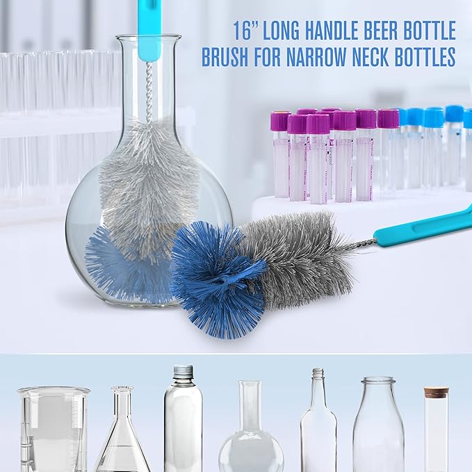 Houseables Bottle Brushes, Water Bottle Cleaner Brush Set, Hydroflask Cleaning Kit, Cup Cleaner Brush, Glass Brushes for Washing Glasses, Cup Scrubber, for Straw, Tumbler, Decanter, Flexible, 9 PK - Image 5