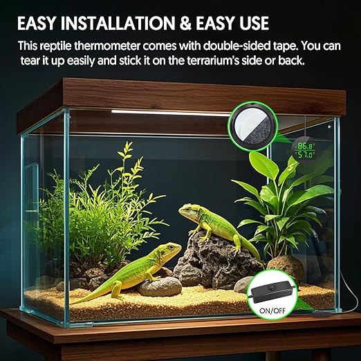 QZQ Reptile Thermometer and Humidity Gauge, LED Digital Thermometer Hydrometer, Reptile Tank Accessories for Bearded Dragon, Crested Gecko, Snake, Jumping Spider, Lizard, USB Power Supply (Black) - Image 5