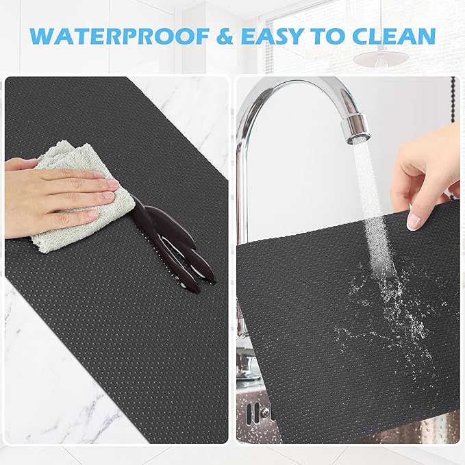 Drawer Liners, Waterproof Shelf Liner, Anti-Slip Non-Adhesive BPA Free Kitchen Cupboard Cabinet Liner Refridge Fridge Mats Sink Protector Strong Durable for Home (Grey/15.7in x 20Ft) - Image 2