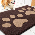 Smiry Dog Door Mat for Muddy Paws, Absorbs Moisture and Dirt, Low-Profile Entryway Mat with Non-Slip Backing, Entry Indoor Outdoor Doormat for Inside Floor (36x24 Inches, Brown, Paw) by Smiry