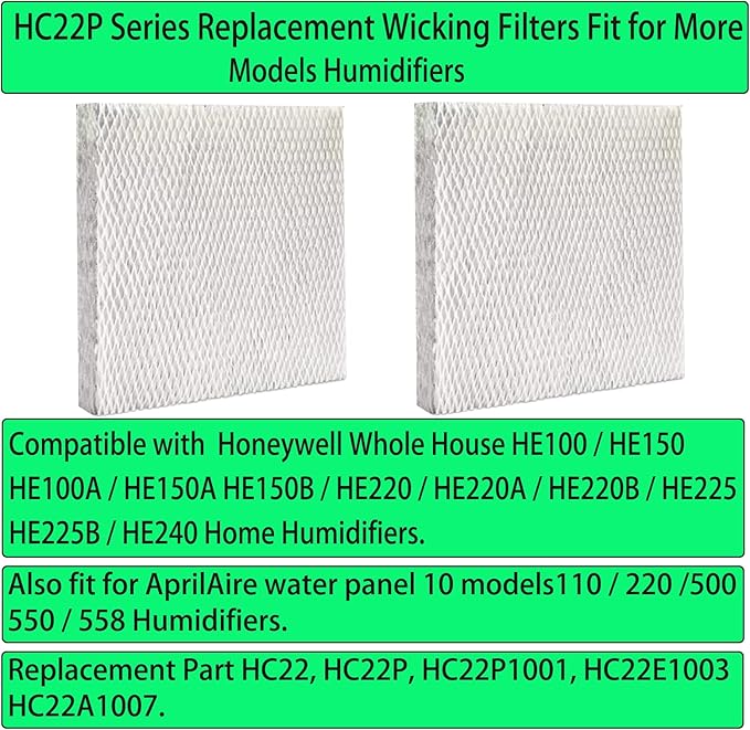 HC22P Replacement Wick Filters for Honeywell Home HE100 HE150 HE220 HE225 HE240 Whole House Humidifiers Pad, Also for Aprilaire 110 220 500 550 (2 Pcs HC22P Replacement Wick Filters) - Image 3